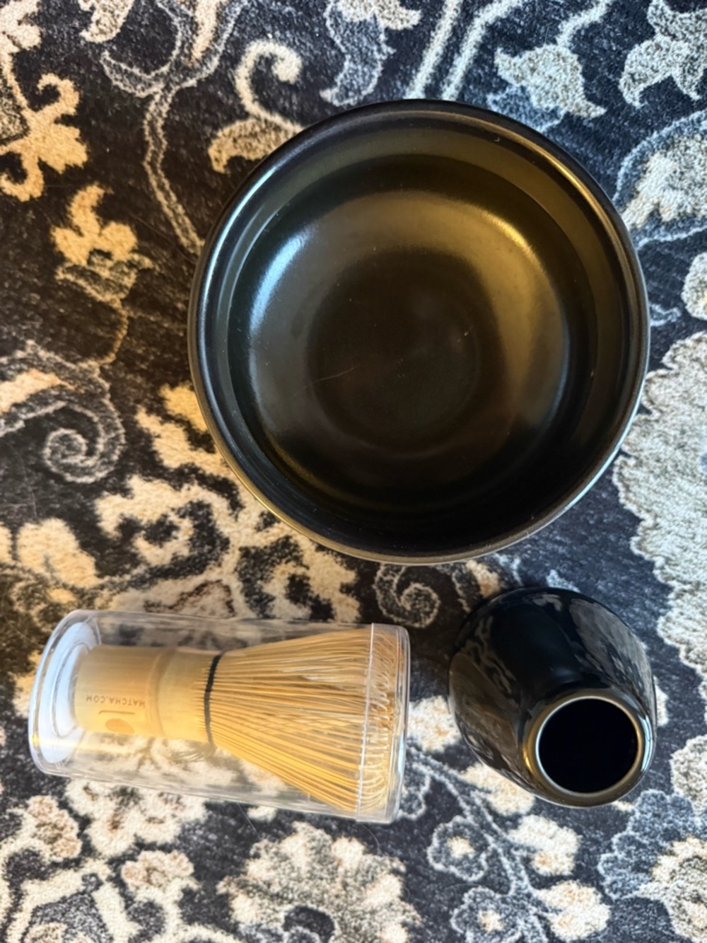 Black Matcha Whisk Set with Ceramic Bowl